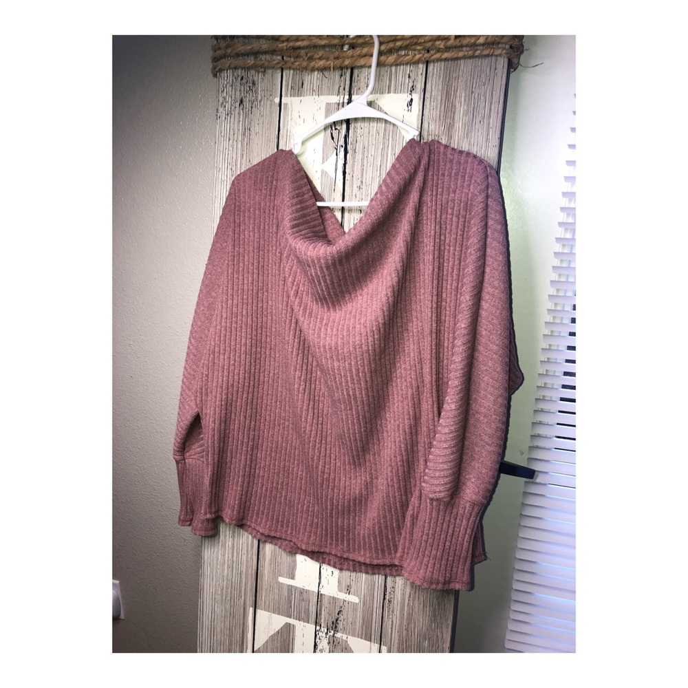 PinkBlush Maternity Mauve Ribbed Boatneck Sweater